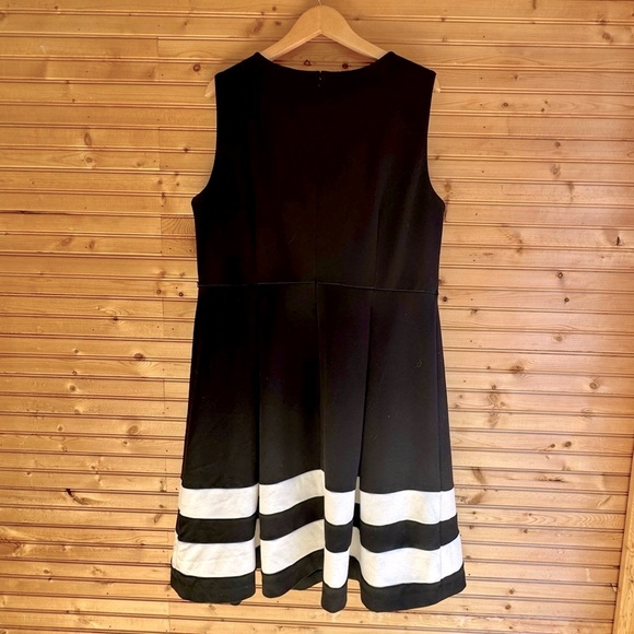 Calvin Klein Dress A Line Sleeveless Black and White Striped Size 18W - Picture 4 of 8